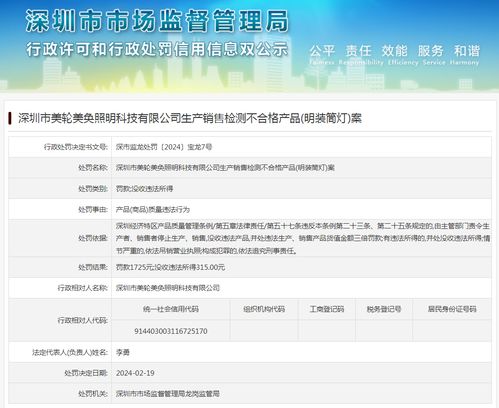 深圳美輪美奐照明科技 以罰促改，護航質量線